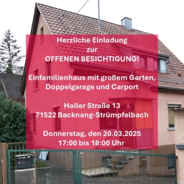 Einfamilienhaus mit großem Garten, 2 Garagen, Carport – sofort frei!, 71522 Backnang, Einfamilienhaus