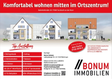 Hochwertige 3,5-Zimmer-NEUBAU-Wohnung mit Aufzug!, 71560 Sulzbach an der Murr, Erdgeschosswohnung