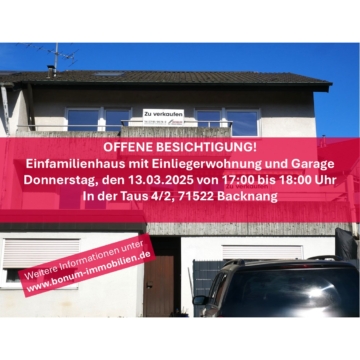 Großzügiges Reihenendhaus mit Einliegerwohnung, 3 PKW-Stellplätzen und einer Einzelgarage!, 71522 Backnang, Einfamilienhaus