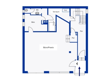 Büro/Praxis mit großem Schaufenster und PKW-Stellplatz in zentraler Lage von Backnang!, 71522 Backnang, Bürofläche